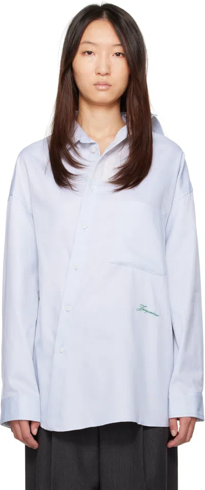 Jacquemus Blue La Croisière 'the Cuadro' Shirt In White