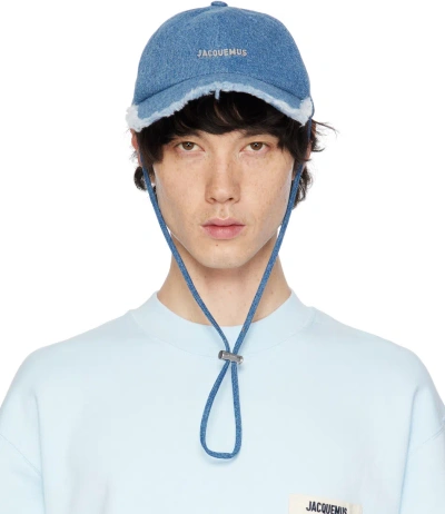 Jacquemus Blue Le Chouchou 'la Casquette Artichaut' Denim Cap In 330 Blue