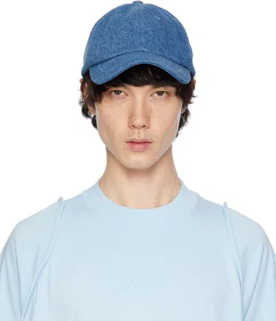 Jacquemus Blue Le Chouchou 'la Casquette ' Denim Cap In 330 Blue