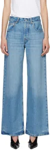 Jacquemus High-waisted Wide-leg Denim Pants With Signature Detail In Blue