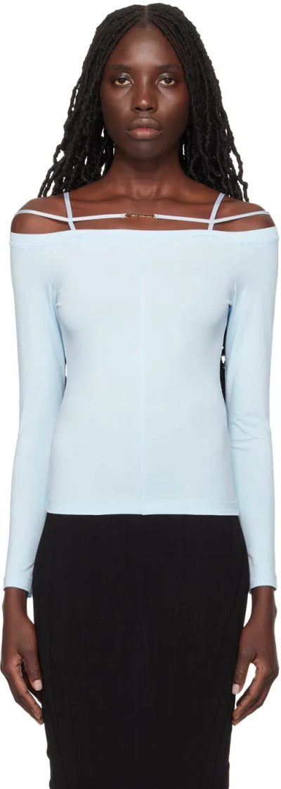 Jacquemus Le T-shirt Sierra Off-shoulder T-shirt In 320 Light Blue