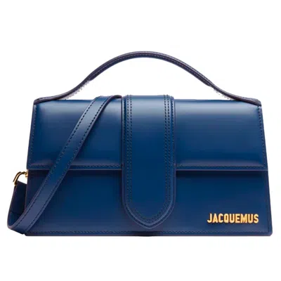 Jacquemus Navy Le Raphia 'le Grand Bambino' Bag In Blue
