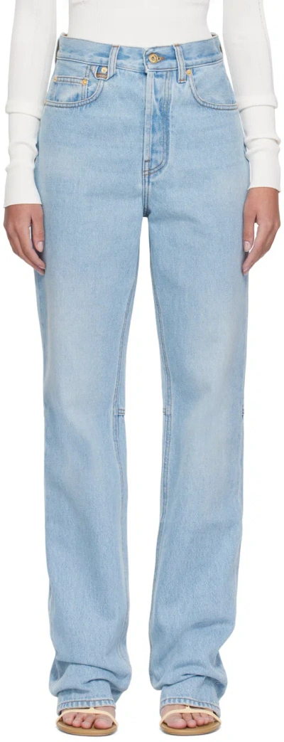 Jacquemus Blue Les Classiques 'le De-nîmes Droit' Jeans In 31a Light Blue/tabac