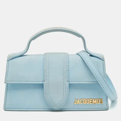 Pre-owned Jacquemus Blue Nubuck Leather Mini Le Bambino Top Handle Bag