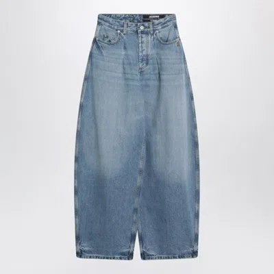JACQUEMUS JACQUEMUS  BLUE OVALO JEANS WITH CURVED CUT
