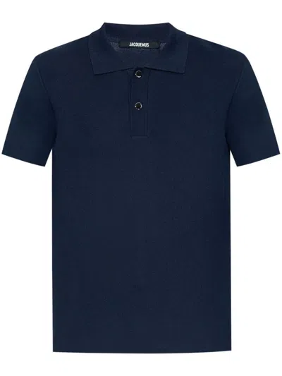 Jacquemus Blue Polo With Logo Lettering On The Back