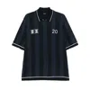 Jacquemus 'le Polo Liga' Blue Shirt With Maxi Rear Print And All-over Striped Motif In Gold