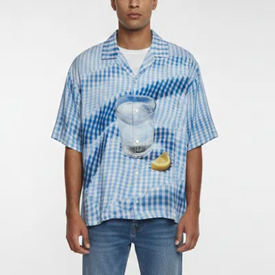 Pre-owned Jacquemus Blue Tablecloth Print Lawn Short Sleeve Shirt Xxl