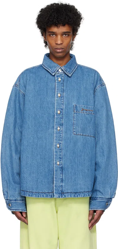 Jacquemus The Boulanger Puffed Denim Overshirt In Blue