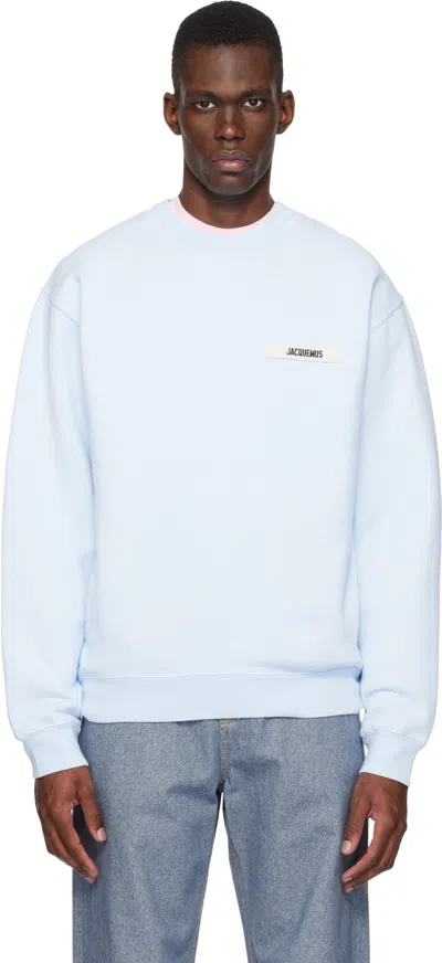 Jacquemus Light Blue Organic Cotton Fleece The Gros Grain Sweatshirt