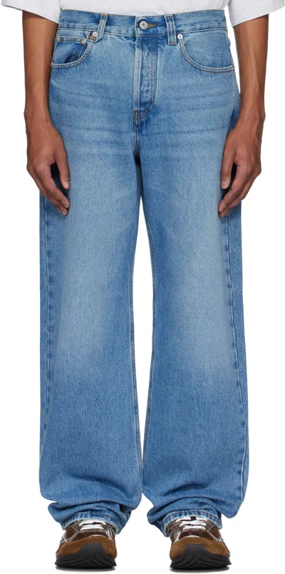 Jacquemus Blue 'the Straight De-nîmes' Jeans In 33c Blue/tabac
