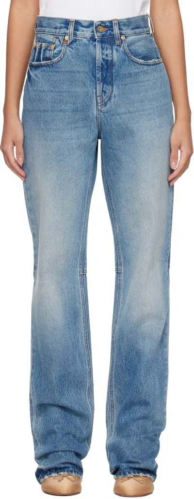 Jacquemus Blue 'the Straight De-nîmes' Jeans In 33c Blue/tabac 2