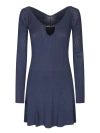 Jacquemus Long Sleeve Scalloped Mini Dress In Blue