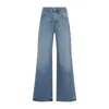 Jacquemus Wide Leg High Rise Jeans With Contrast Stitching In Blue
