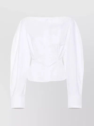 JACQUEMUS BOAT NECK COTTON POPLIN TOP