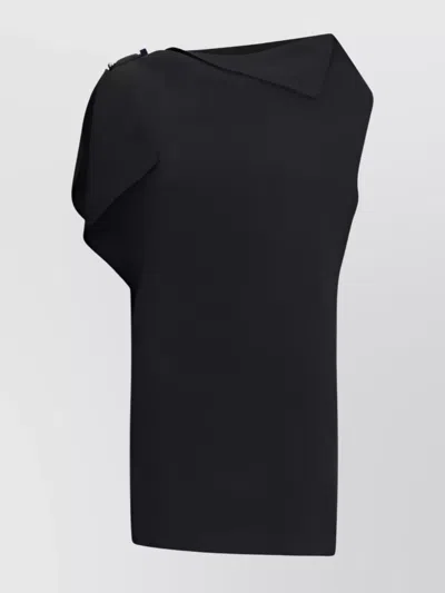 Jacquemus Boat Neckline Draped Trapeze Mini Dress In Black