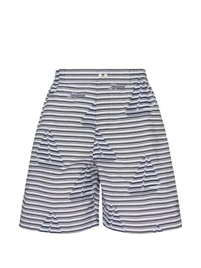 Jacquemus Boat-print Striped Shorts In Multi