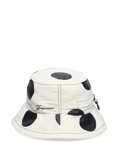 Jacquemus Bob Baluchon Polka-dot Bucket Hat In White