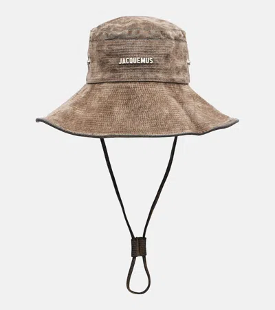 Jacquemus Bob De-nîmes Velvet Bucket Hat In Brown