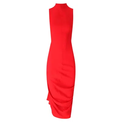 Pre-owned Jacquemus Bodycon Gathered Detailing Midi Dress In Red