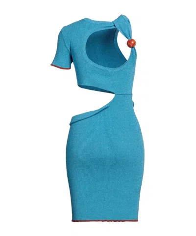 Jacquemus Bodycon Two-tone Dress In Blue