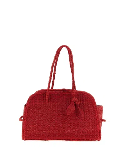 Jacquemus Medium Le Turismo Raffia Shoulder Bag In Burgundy