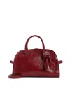 Jacquemus Vibrant Red Leather Handbag With Structured Silhouette In Burgundy