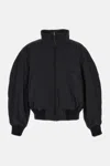 Jacquemus Stretch Cotton Blend Jacket With Zip And High Collar In Black