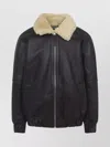 Jacquemus Bomber Jacket With Shearling Collar And Pockets In Black