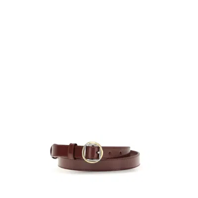 Jacquemus Bordeaux Calf Leather Bos Taurus Thin Belt In Brown