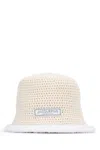 Jacquemus Beige Knitted Bucket Hat In White