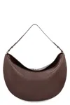 Jacquemus Le Calisso Rond Large Brown Shoulder Bag With Adjustable Strap And Embossed Logo In Leather Woman In Brown