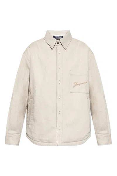 Jacquemus Button-down Shirt Curved Hemline Long Sleeves In Neutral