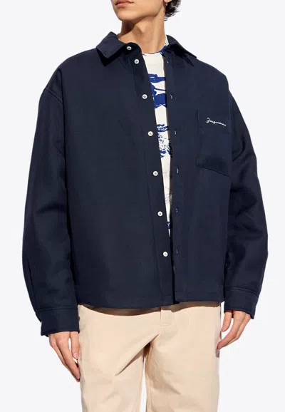 Jacquemus Boulanger Logo Overshirt In Navy