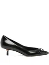 Jacquemus Stylish Pointed Toe Kitten Heel Pumps In Animal Print