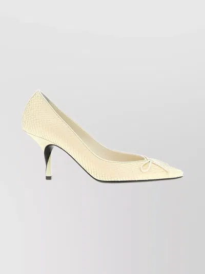 Jacquemus Bow Detail Pointed Toe Pumps In White