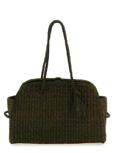 Jacquemus Braided Raffia Tote Bag In Green