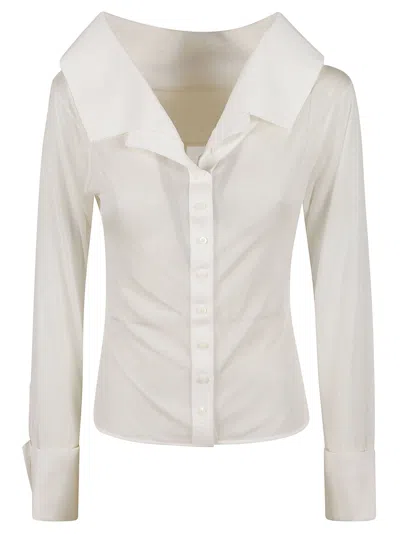 Jacquemus La Chemise Brezza Off-shoulder Shirt In White