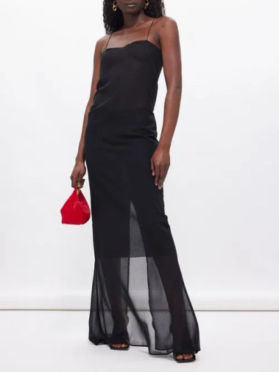 Jacquemus Brezza Slit-hem Chiffon Gown In Black