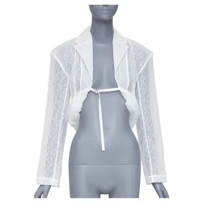 Pre-owned Jacquemus Bridal Le Chouchou 2023 Runway Dentelle Tulle Lace Crop Jacket Fr34 Xs In Gray
