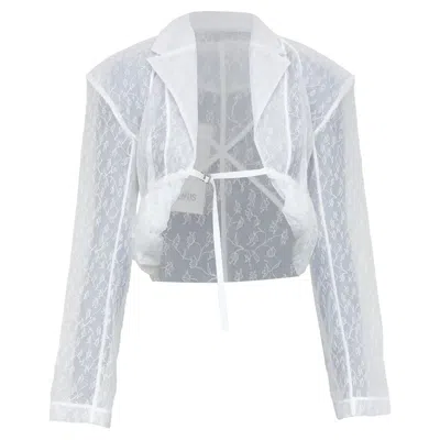 Jacquemus Bridal Le Chouchou 2023 Runway Dentelle White Tulle Jacket Fr34 Xs