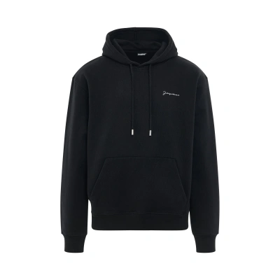 Jacquemus Brode Embroidered Logo Hoodie In Black