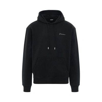 JACQUEMUS MEN'S BRODE EMBROIDERED LOGO HOODIE