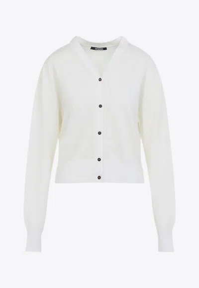 JACQUEMUS BRODE WOOL V-NECK CARDIGAN