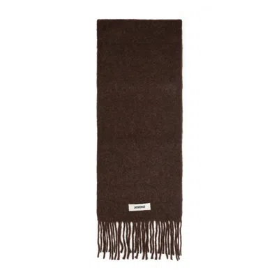 Jacquemus Brown Alpaca L Echarpe Carro Scarf In Black