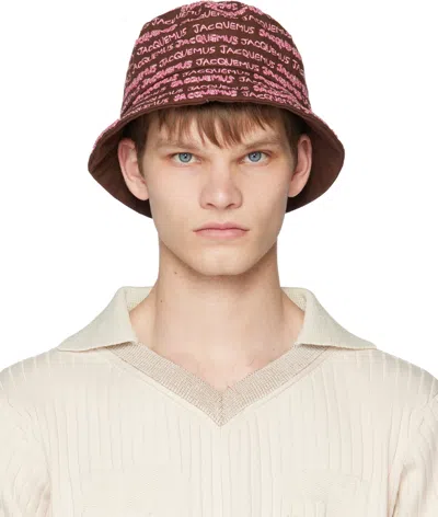Jacquemus Brown & Pink Le Raphia 'le Bob Bordado' Bucket Hat In 850 Brown