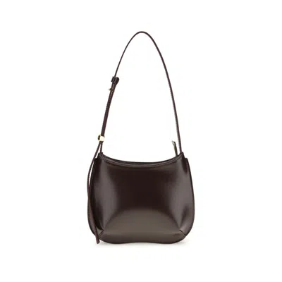 Jacquemus Brown Calf Leather Bos Taurus Shoulder Bag In Red