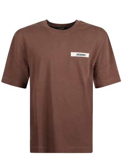 Jacquemus Brown Crewneck Logo Patch T-shirt