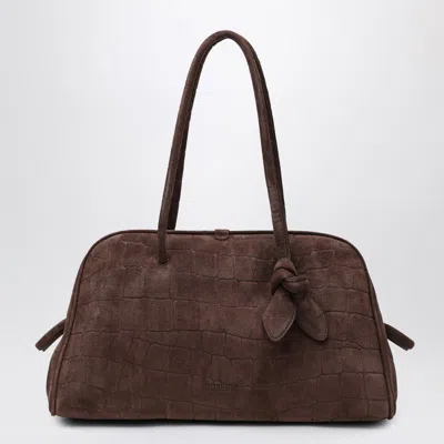 JACQUEMUS JACQUEMUS BROWN CROCODILE-EFFECT LEATHER TURISMO BAG WOMEN