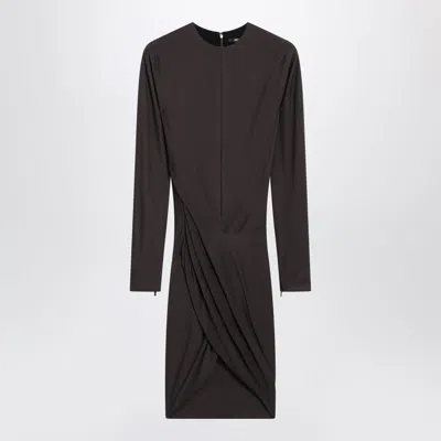 Jacquemus Brown Draped Mini Dress In Black